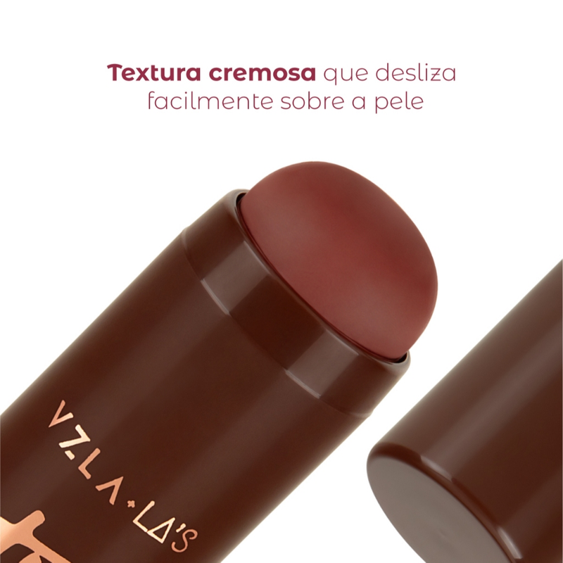 Blush Stick Red Mocha Cremoso Bastão Efeito Tint Longa Duração Vizzela + La's